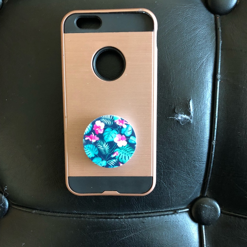 Cute Rose Gold IPhone 6/6s Case with Pop Socket